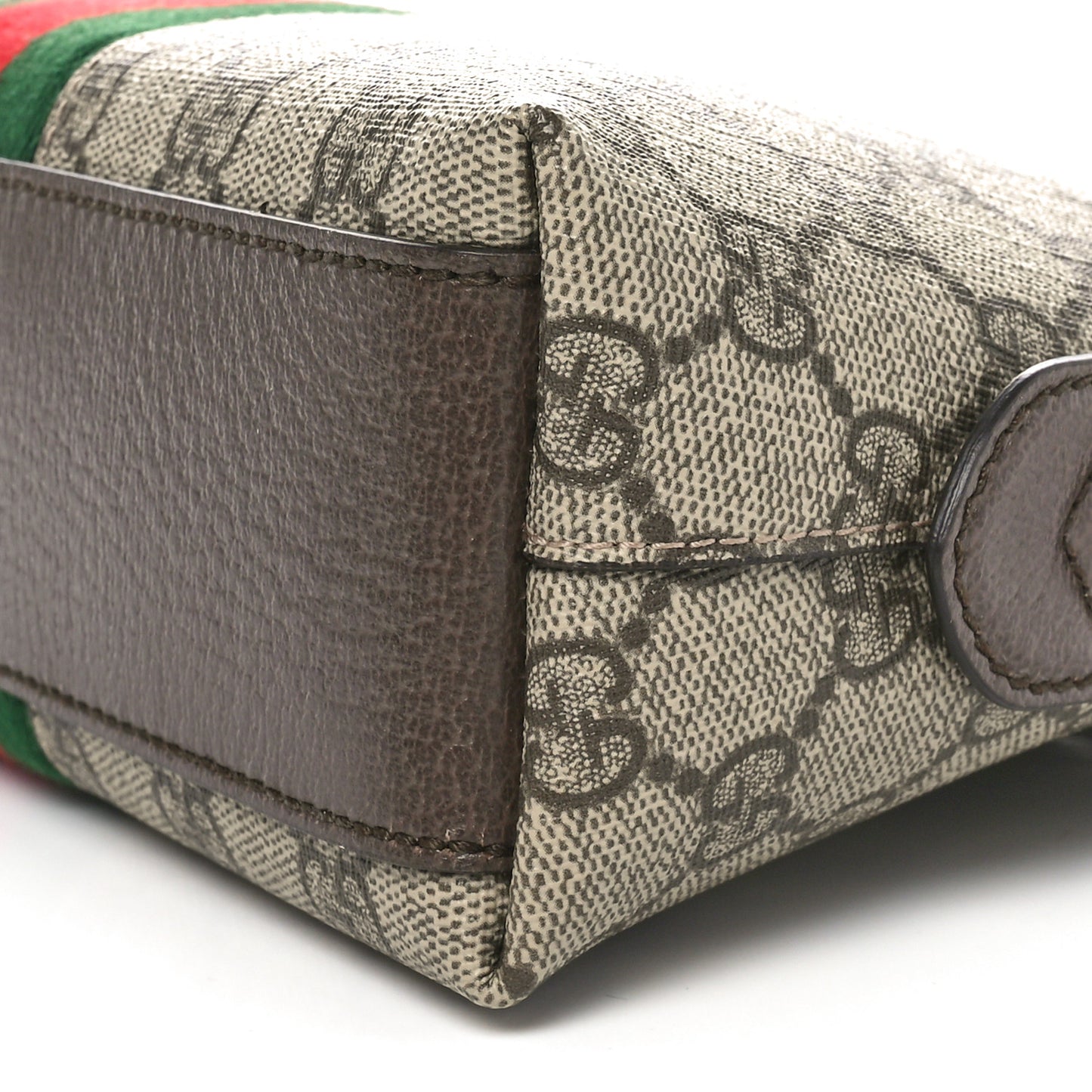 GG Supreme Monogram Textured Dollar Calfskin Web Small Ophidia Dome Shoulder Bag Beige Ebony New Acero