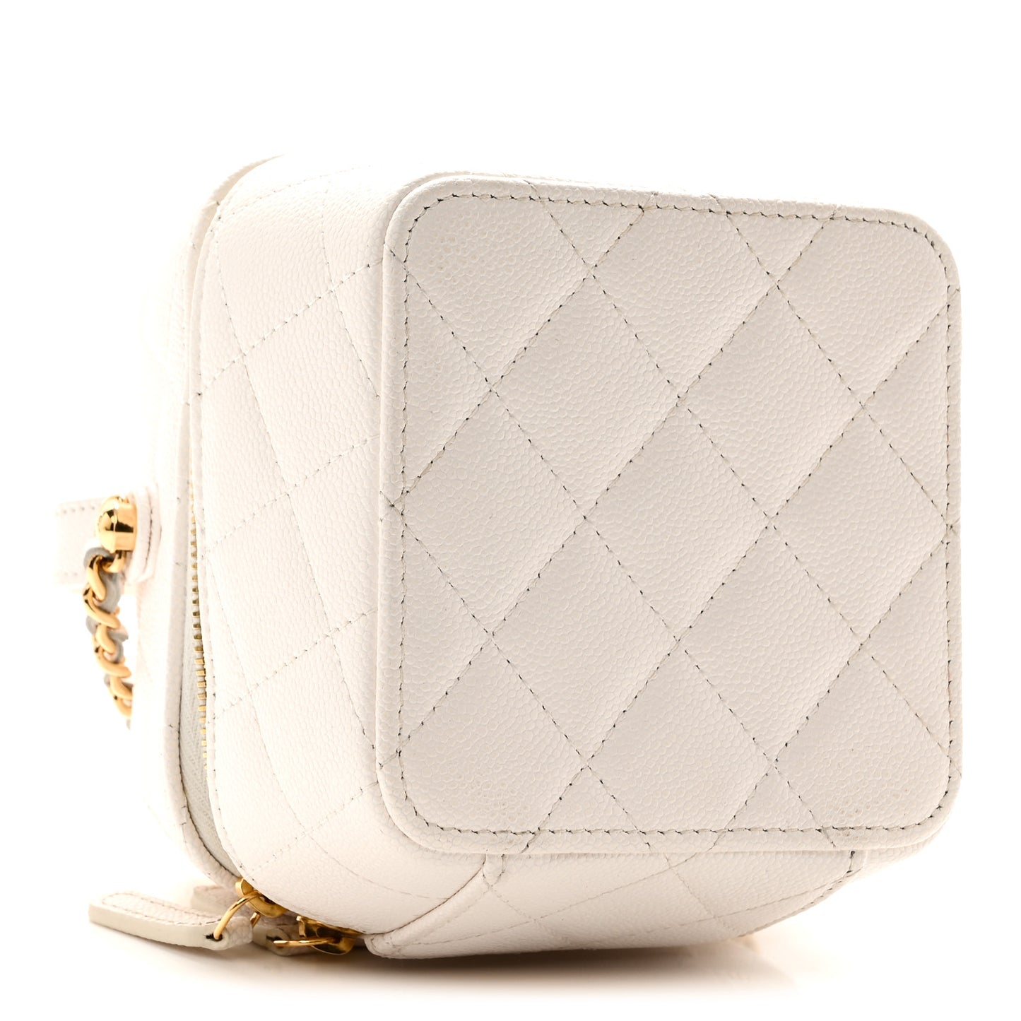 Caviar Quilted Vanity With Chain White