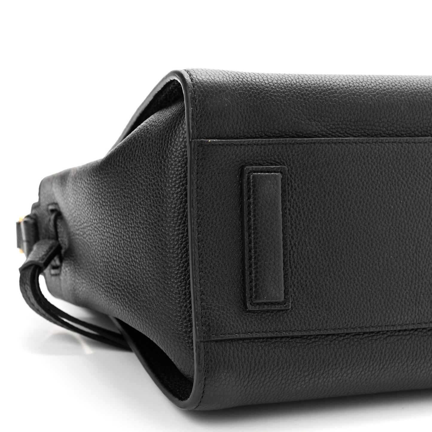 Grained Calfskin Small Padlock Top Handle Bag Black