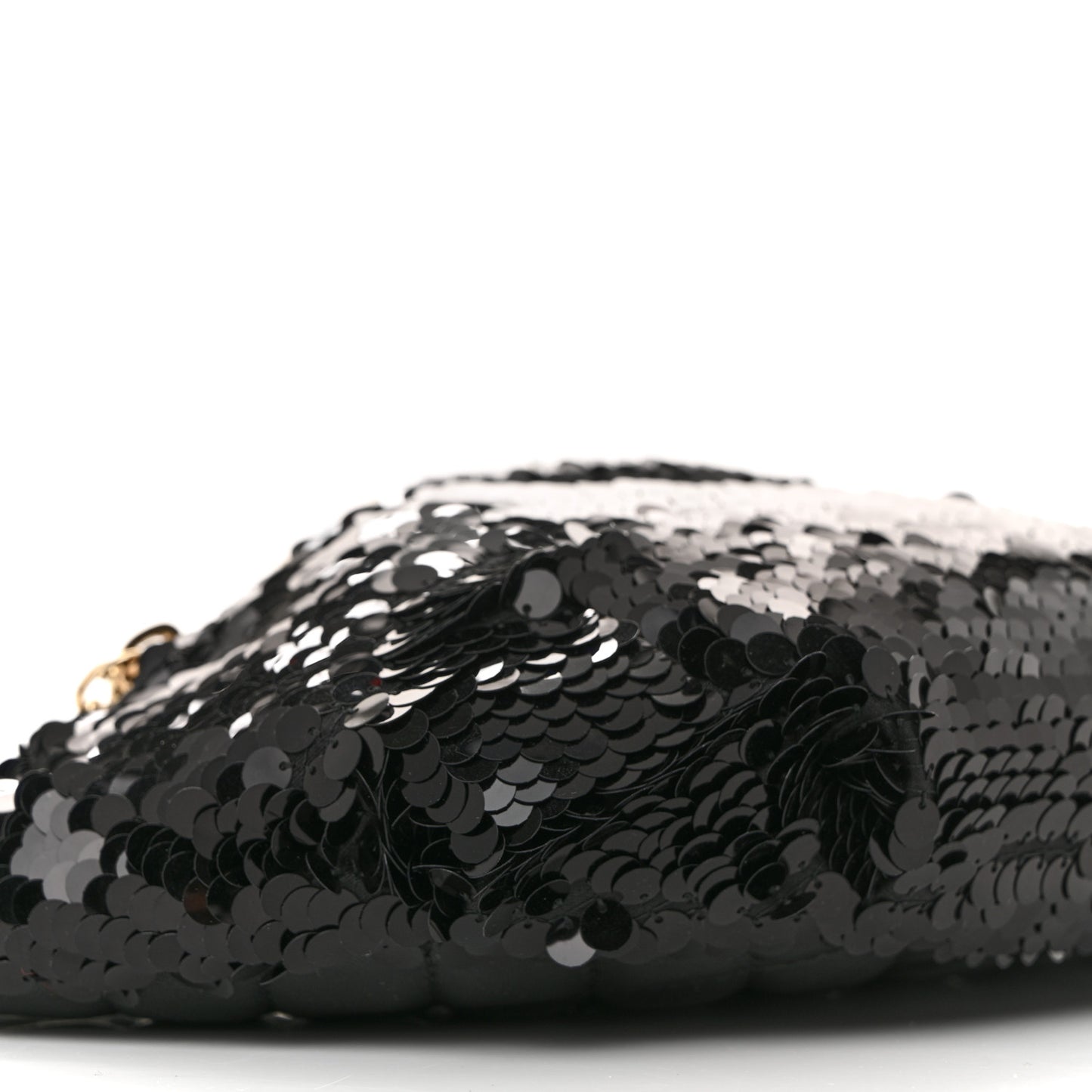 Sequin Calfskin Sparkling City Waist Bag Fanny Pack Black