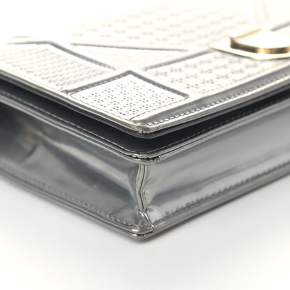 Christian Dior Metallic Patent Micro-Cannage Diorama Wallet on Chain Pouch Silver 7 of 10