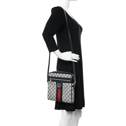 Gucci GG Supreme Monogram Textured Dollar Calfskin Web Small Ophidia Messenger Bag Beige Blue 2 of 11