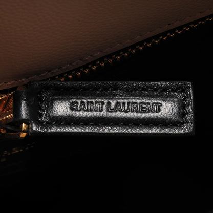 Saint Laurent Grain De Poudre Matelasse Chevron Monogram Shopping Bag Dark Beige 7 of 9