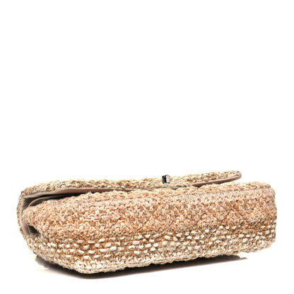 Chanel Tweed Quilted Medium Double Flap Beige Ecru Pink 3 of 8