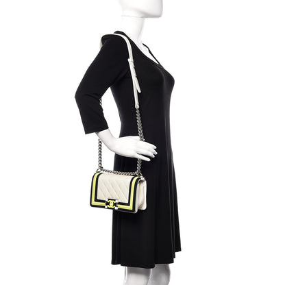 Chanel Canvas Quilted Small Fluo Boy Flap White Black Yellow 2 of 12