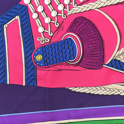 Hermes Silk Twill Zouaves Et Dragons Scarf 90 Rose Vif Rouge Violet 5 of 6