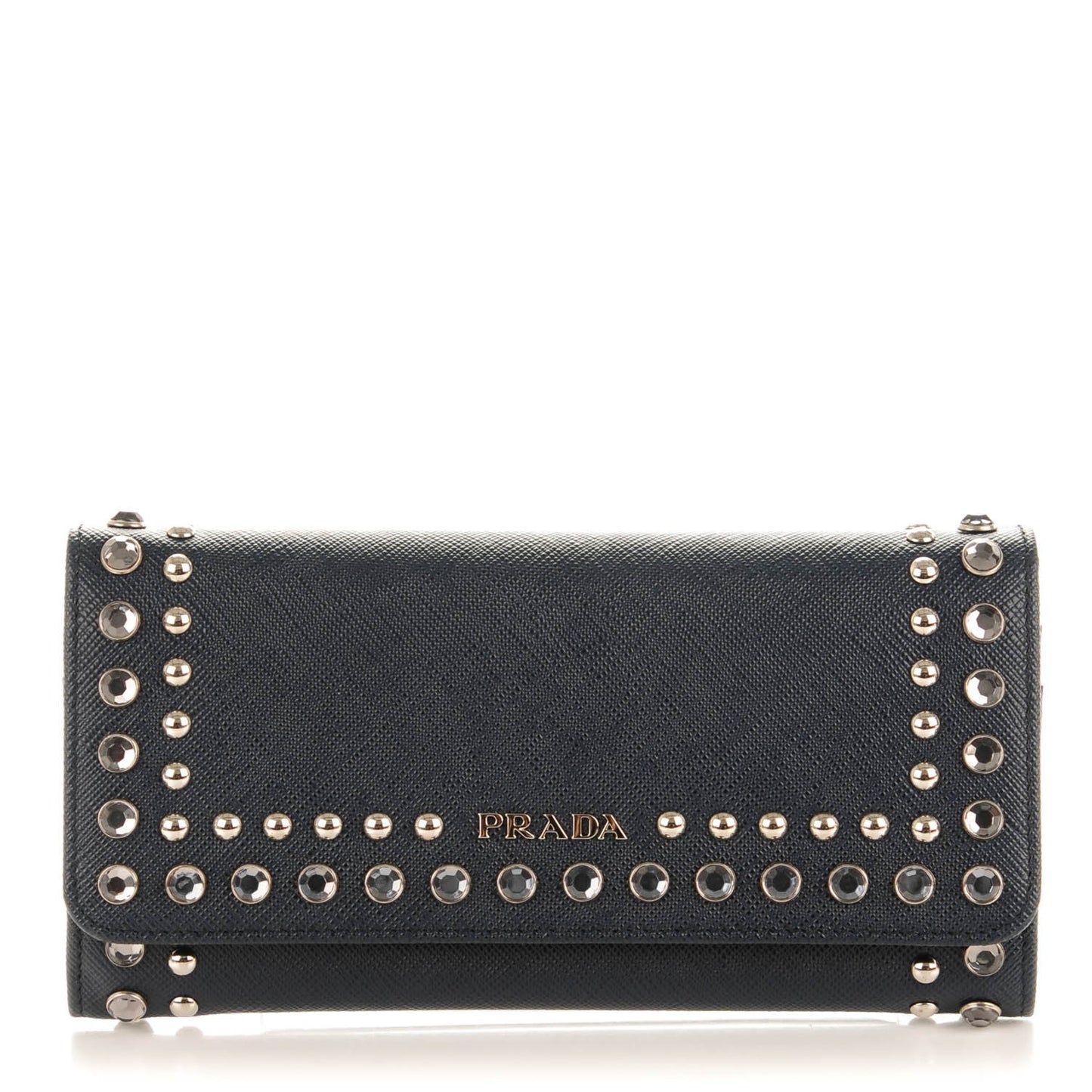 Saffiano Crystal Studded Continental Flap Travel Wallet Baltico