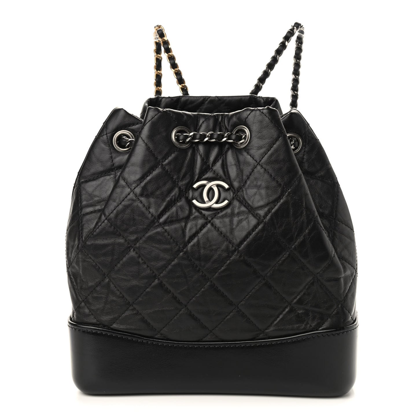 Aged Calfskin Quilted Small Gabrielle Backpack Black