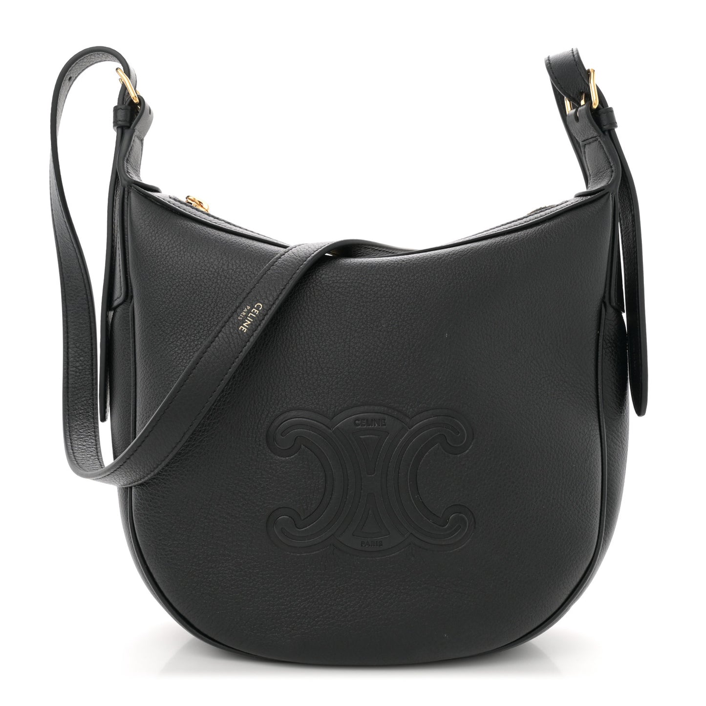 Supple Calfskin Cuir Triomphe Small Heloise Shoulder Bag Black