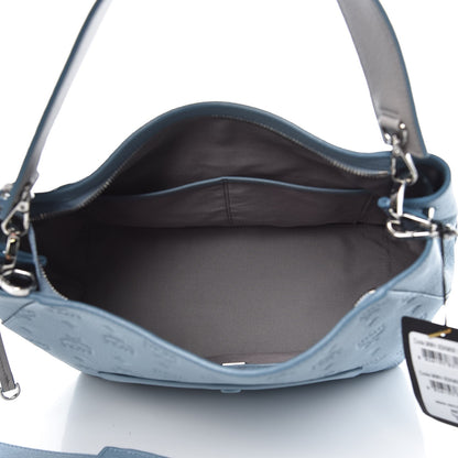 MCM Grained Calfskin Monogram Medium Klara Hobo Sky Blue 5 of 8