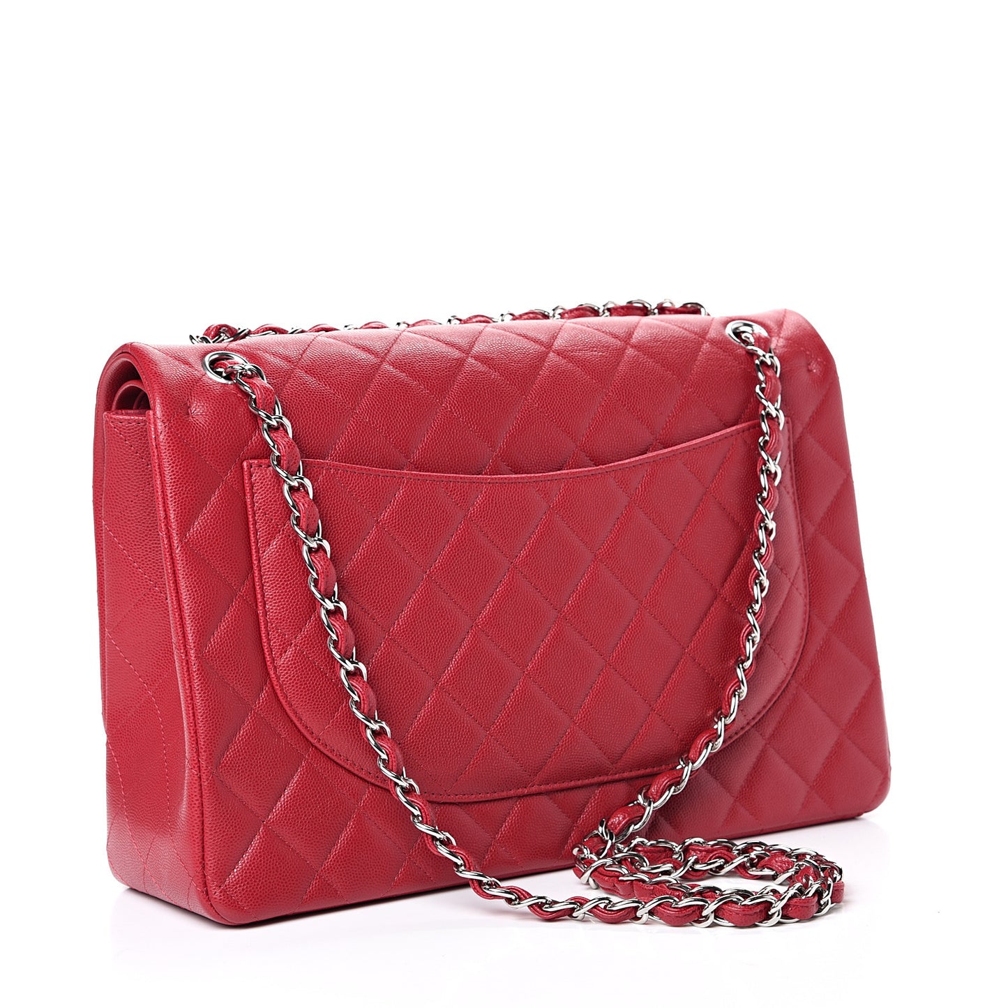 Caviar Quilted Maxi Double Flap Red