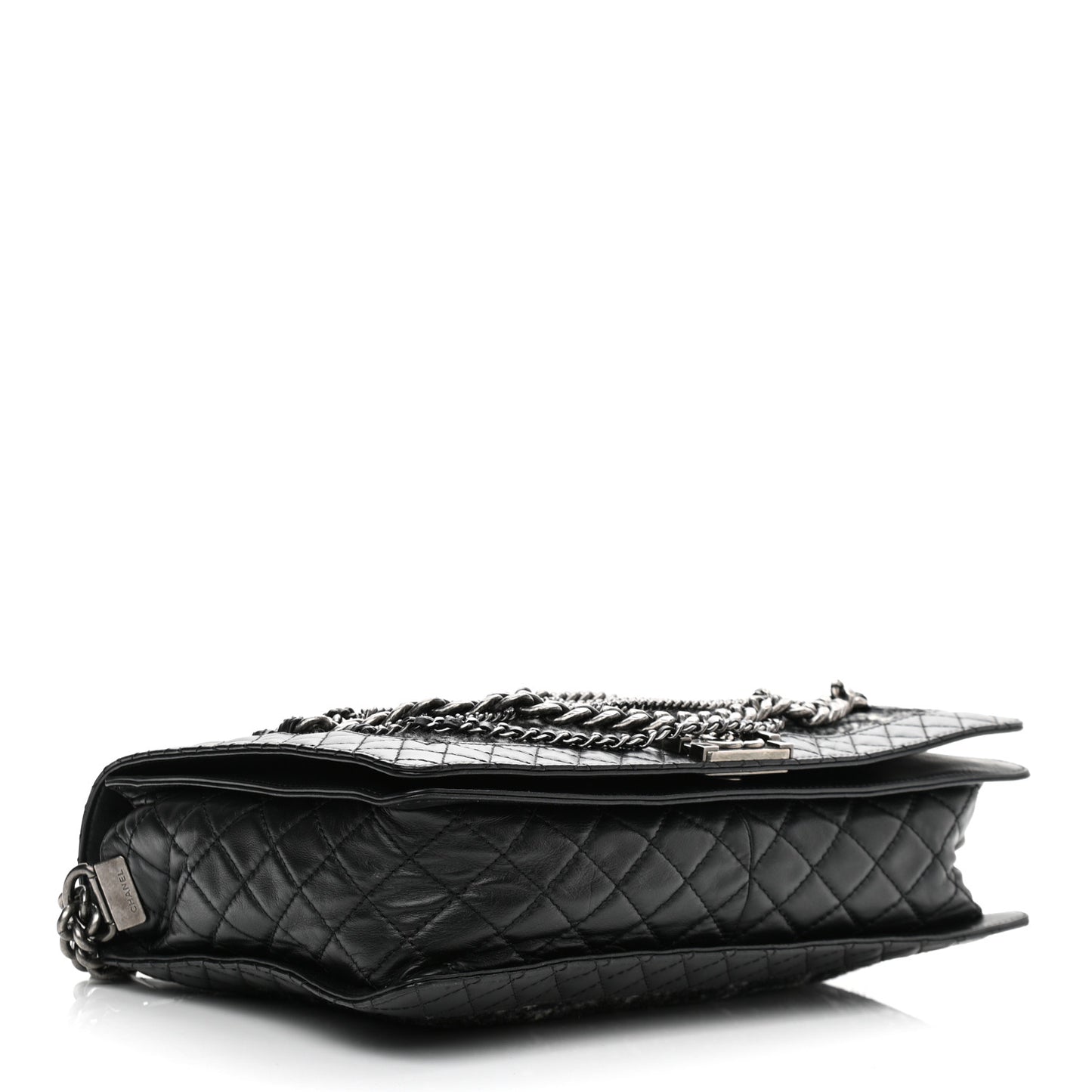 Calfskin Tweed Enchained XL Boy Flap Black