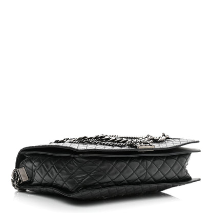 Chanel Calfskin Tweed Enchained XL Boy Flap Black 4 of 10