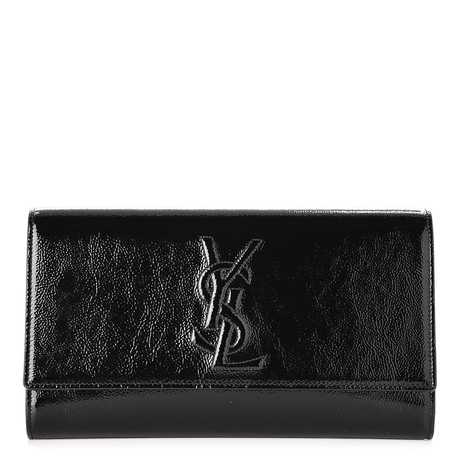 Saint Laurent Textured Patent Monogram Large Belle De Jour Clutch Black 1 of 7