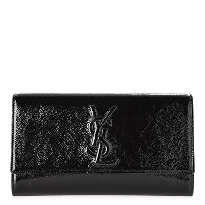 Saint Laurent Textured Patent Monogram Large Belle De Jour Clutch Black 1 of 7
