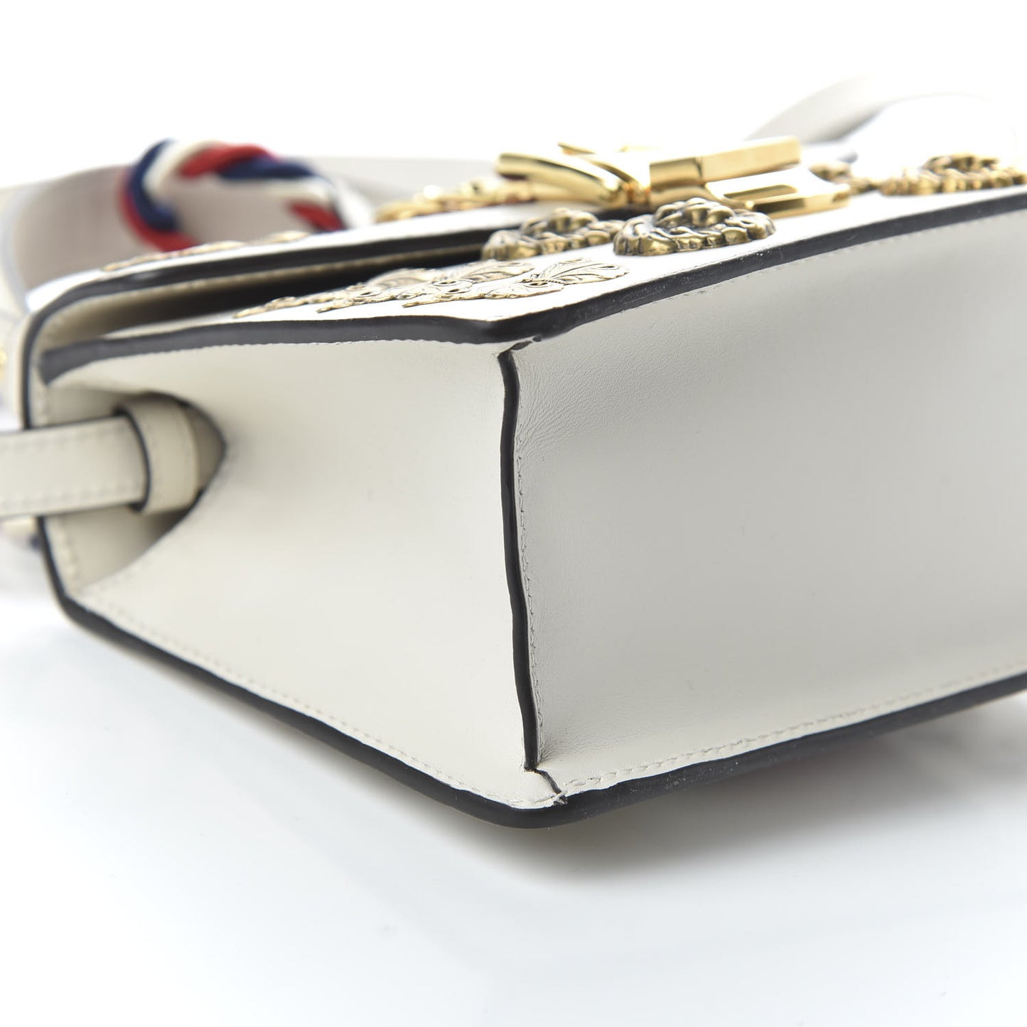 Calfskin Animal Studs Mini Sylvie Top Handle Bag White