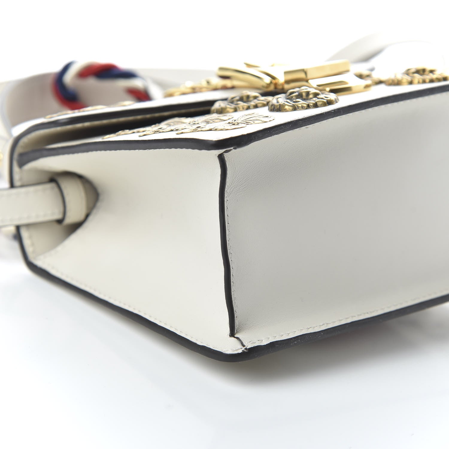 Gucci Calfskin Animal Studs Mini Sylvie Top Handle Bag White 6 of 10