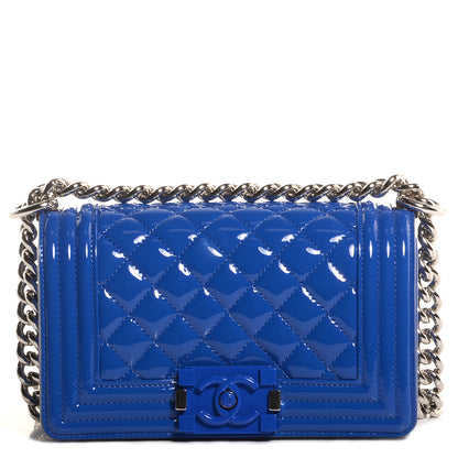 Chanel Patent Leather Small Boy Flap Plexiglass Blue 1 of 9