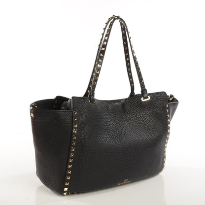 Valentino Garavani Alce Printed Calfskin Medium Rockstud Tote Black 4 of 10