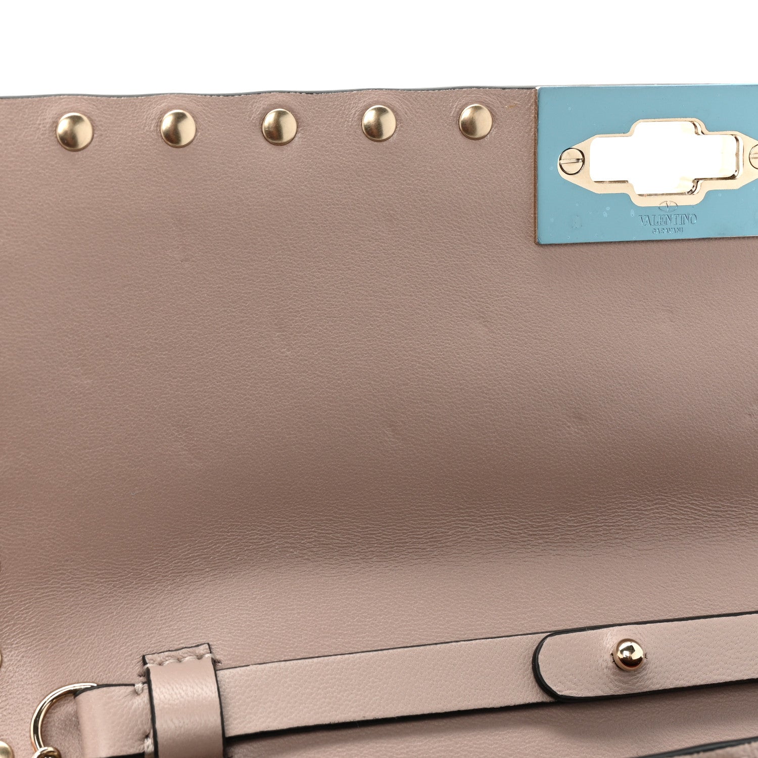 Valentino Garavani Lambskin Rockstud Spike Wallet on Chain Poudre 10 of 10