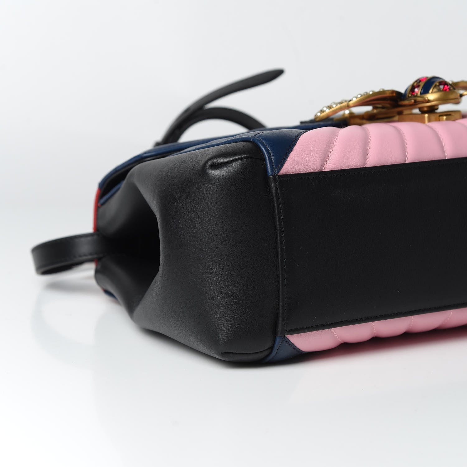 Gucci Calfskin Bamboo Trapuntata Queen Margaret Top Handle Bag Blue Agata Hibiscus Red Mystic White Sugar Pink 10 of 11