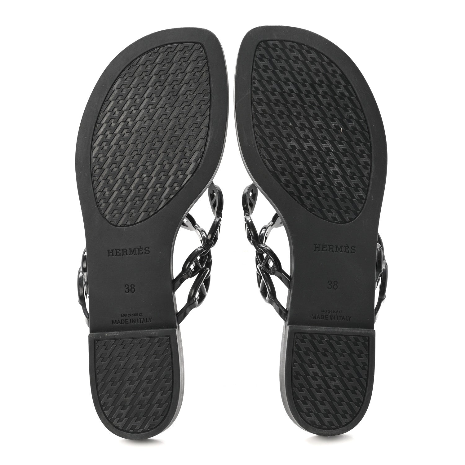 Hermes Rubber Chaine d'Ancre Island Sandals 38 Black 6 of 9