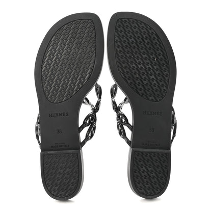 Hermes Rubber Chaine d'Ancre Island Sandals 38 Black 6 of 9