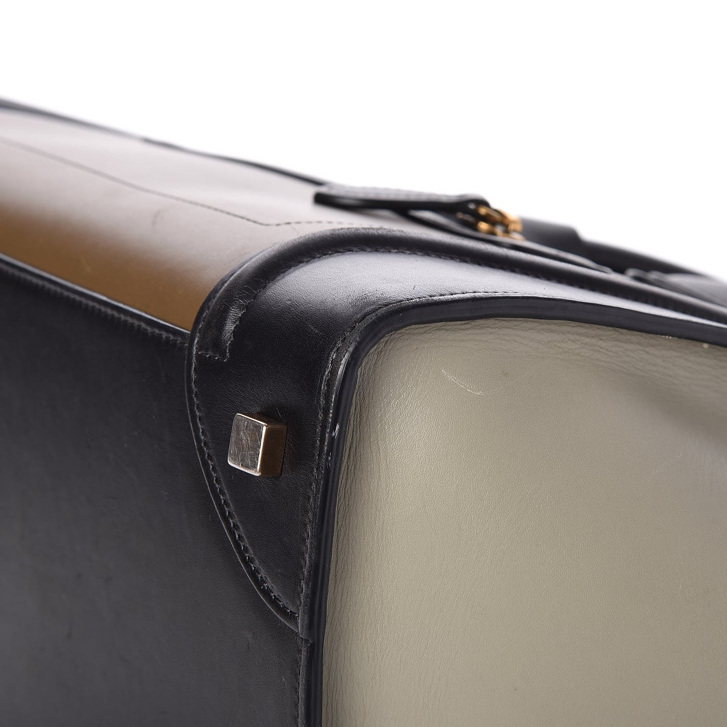 Satin Calfskin Mini Tri-Color Luggage Dark Grey