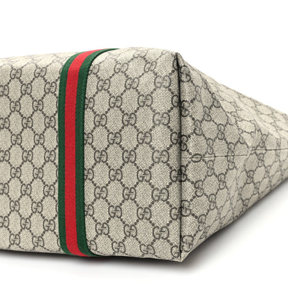 Gucci Tender GG Supreme Monogram Textured Dollar Calfskin Web Tote Beige Ebony New Acero 10 of 10