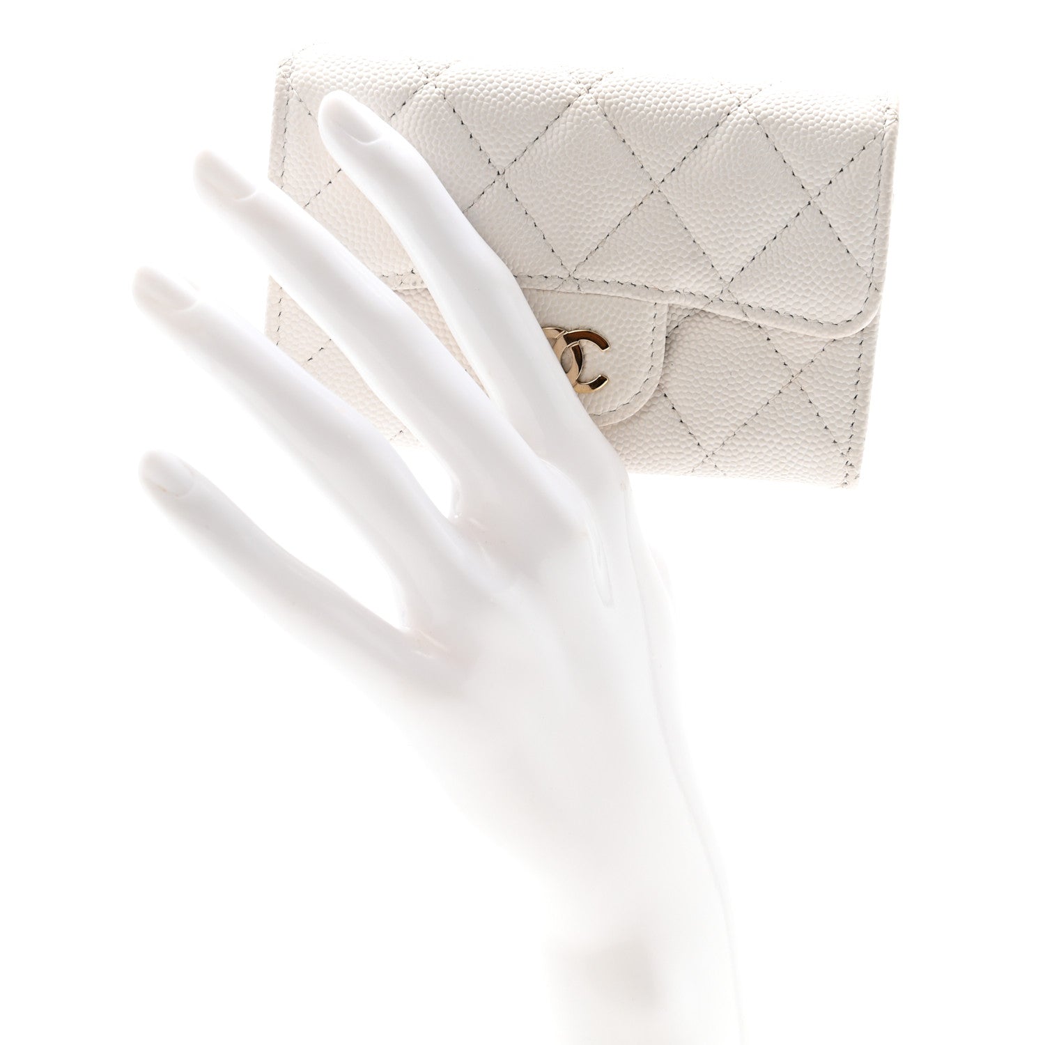 Chanel Caviar Quilted Flap Card Holder Wallet White 2 of 8