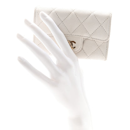 Chanel Caviar Quilted Flap Card Holder Wallet White 2 of 8