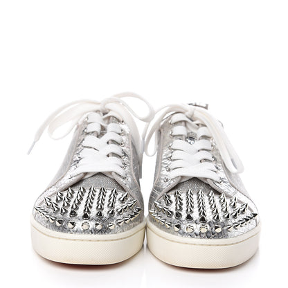 Christian Louboutin Metallic Louis Junior Spikes Flat Sneakers 41 Silver 2 of 11