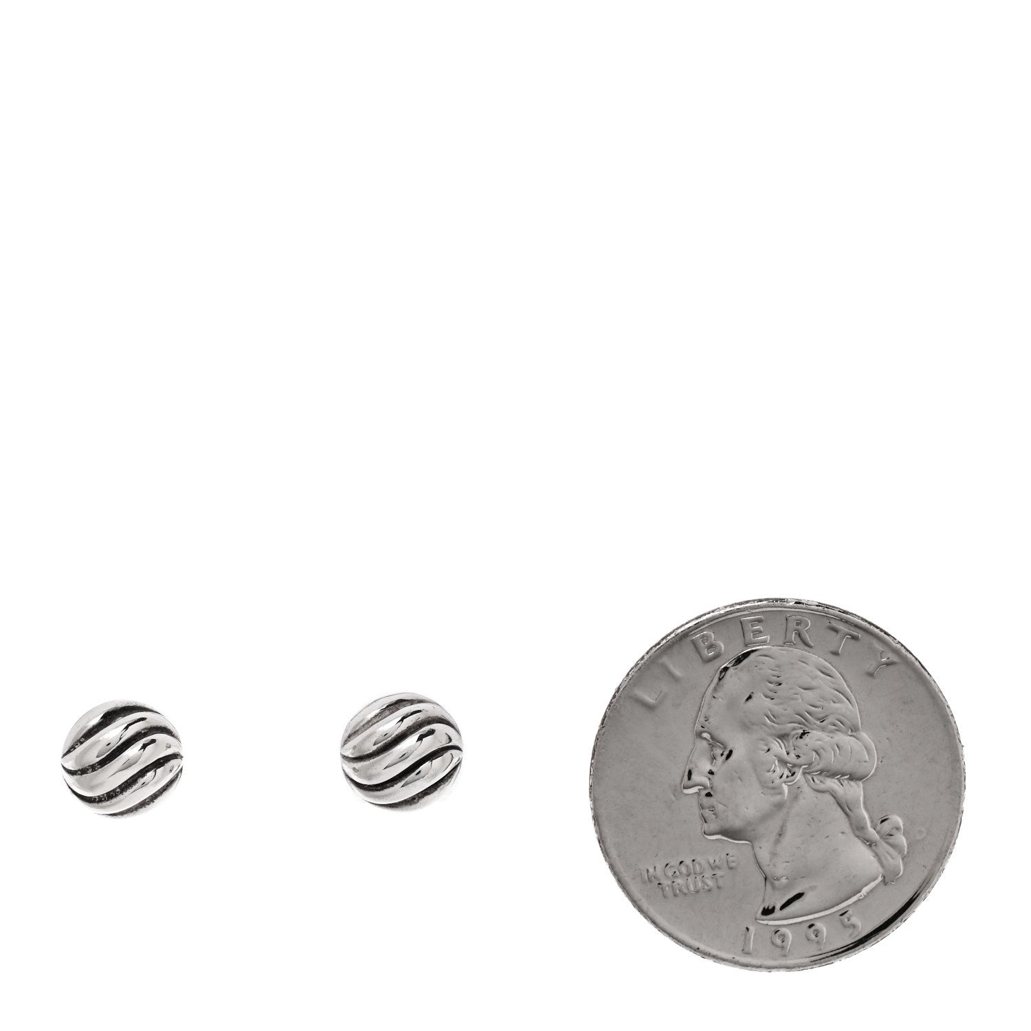 David Yurman Sterling Silver 8mm Sculpted Cable Stud Earrings 2 of 5