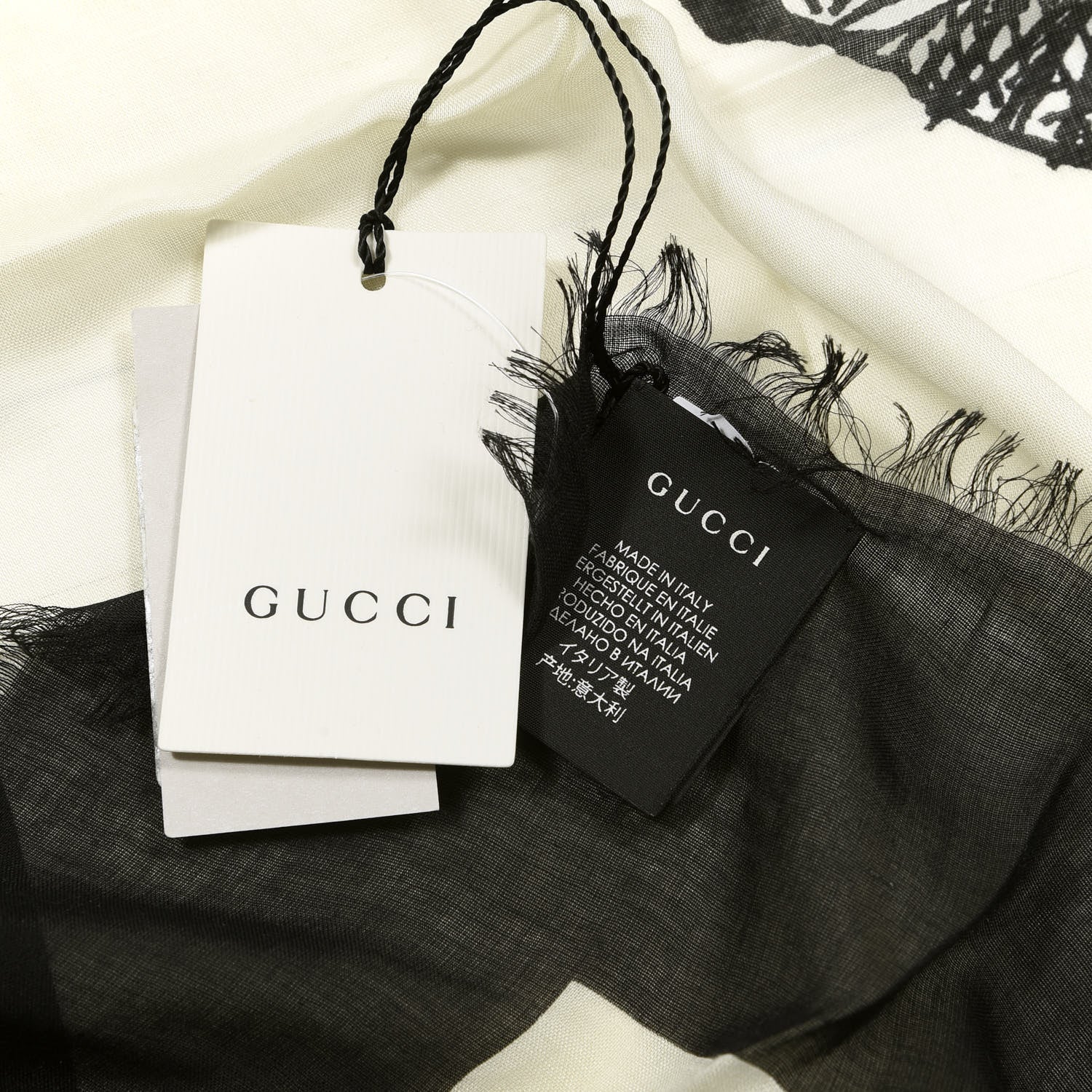 Gucci Silk Mystic Cat Square Scarf White 3 of 3
