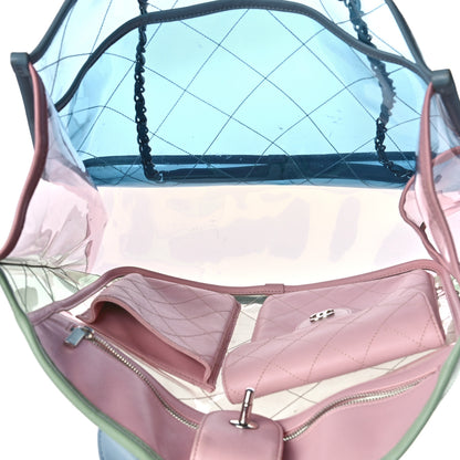 Chanel PVC Lambskin Stitched Medium Coco Splash Shopping Bag Blue Green Pink 5 of 10