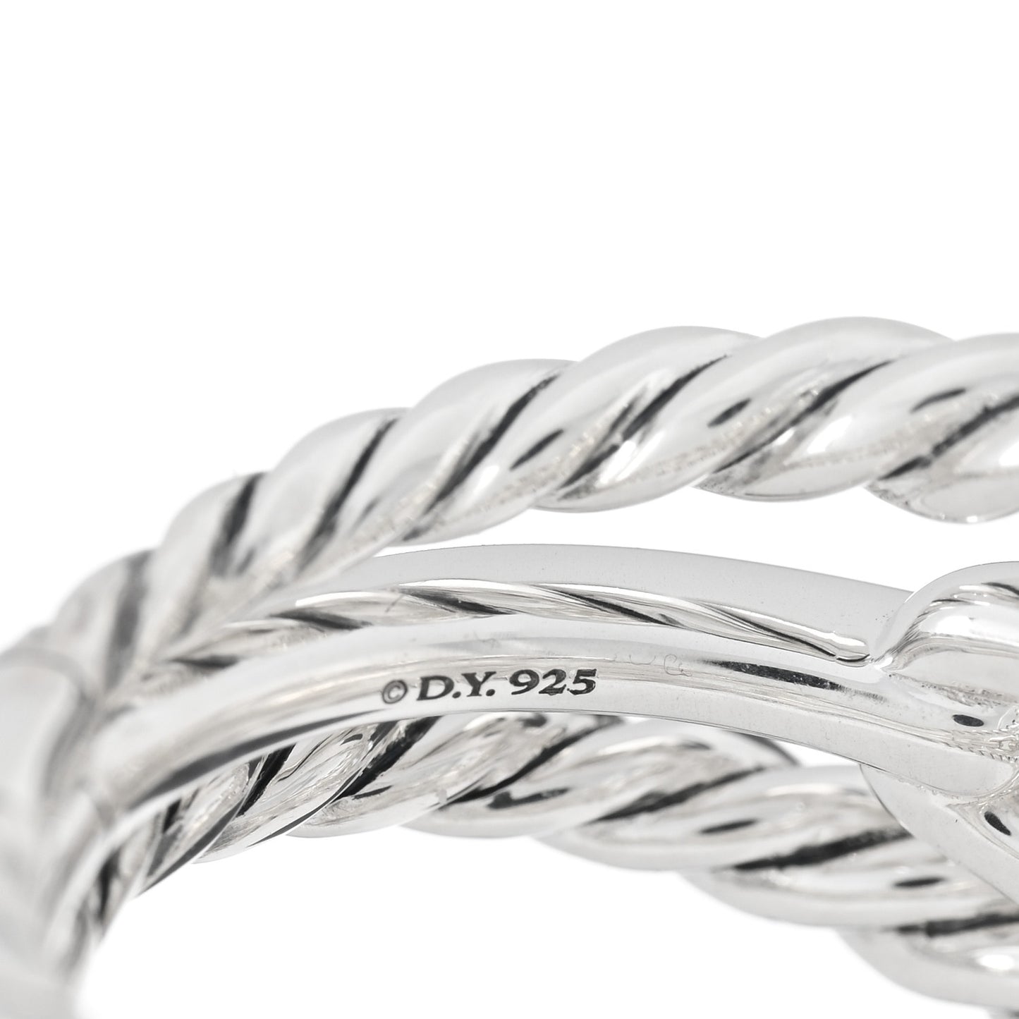 Sterling Silver Diamond Wellesley Link Three-Row Ring 54 7