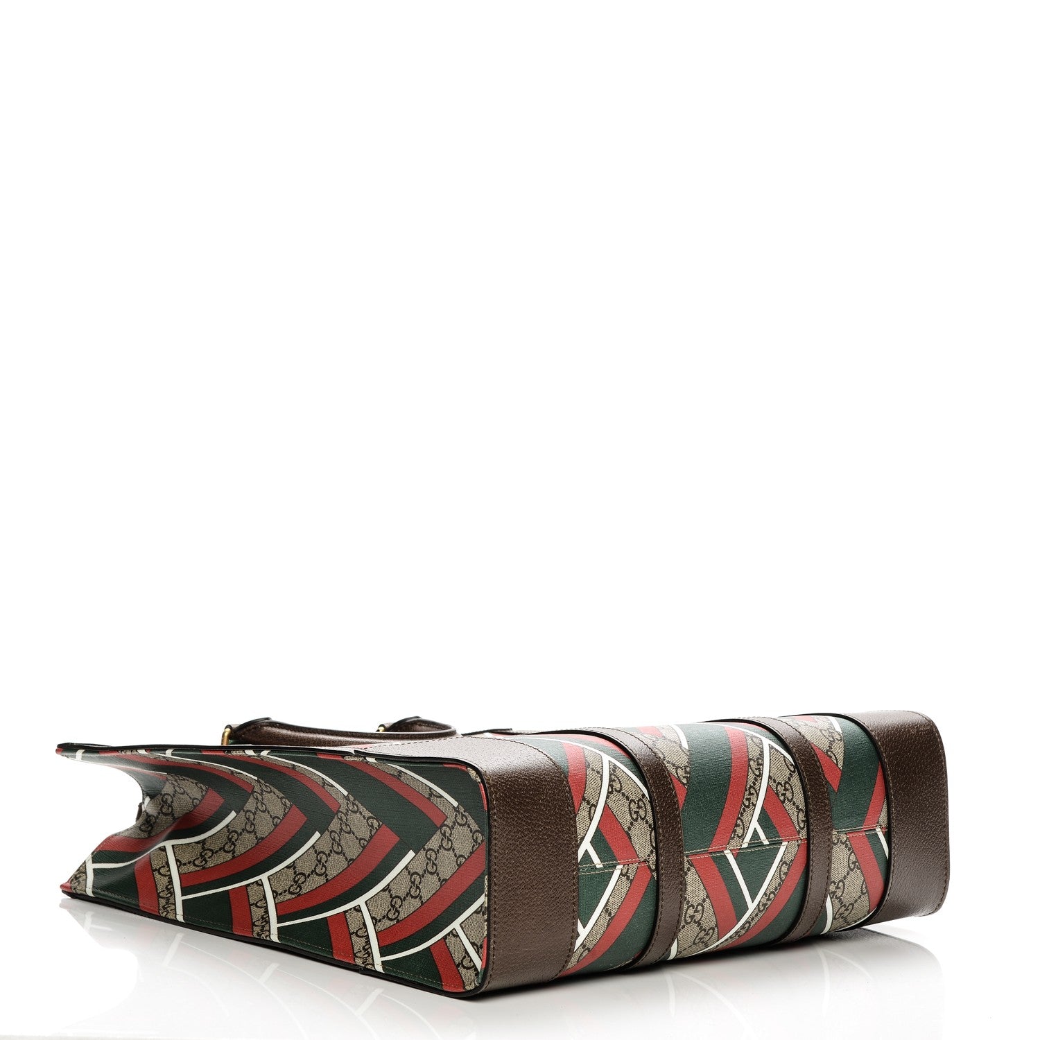 Gucci GG Supreme Monogram Chevron Web Vertical Tote Beige Green Red New Acero 4 of 8