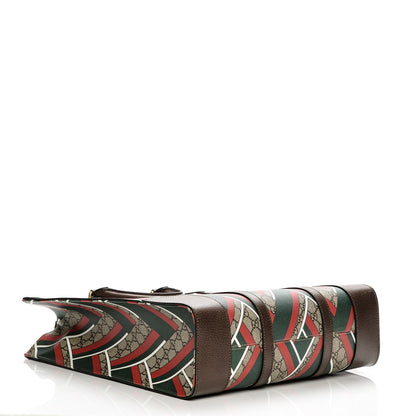 Gucci GG Supreme Monogram Chevron Web Vertical Tote Beige Green Red New Acero 4 of 8