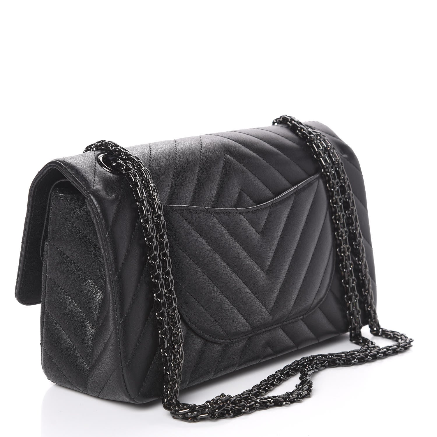 Chanel Sheepskin Chevron Quilted 2.55 Reissue 225 Double Flap So Black 2 of 11