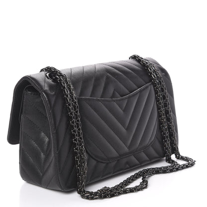 Chanel Sheepskin Chevron Quilted 2.55 Reissue 225 Double Flap So Black 2 of 11