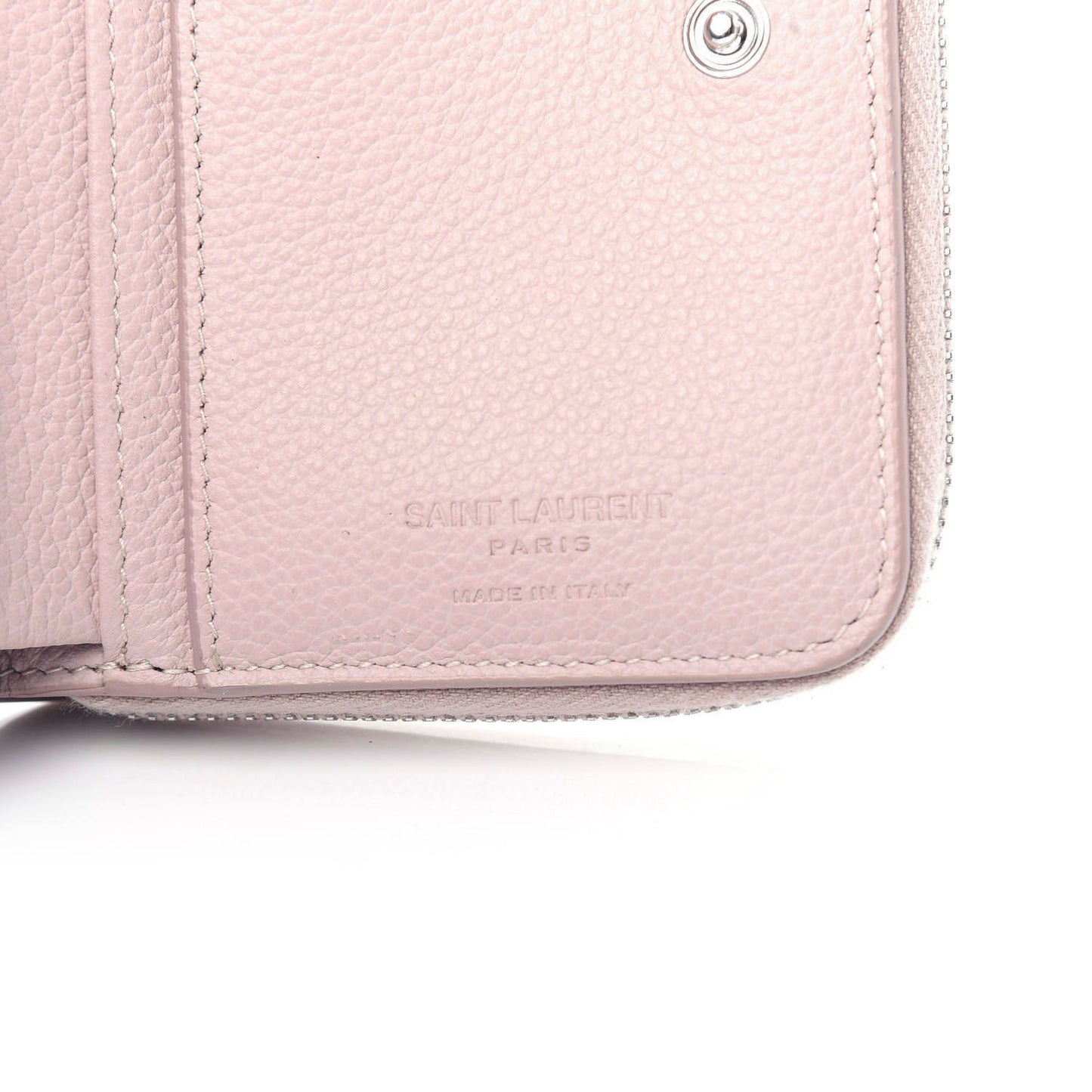 Grained Calfskin Rive Gauche Compact Zip Around Wallet Pink