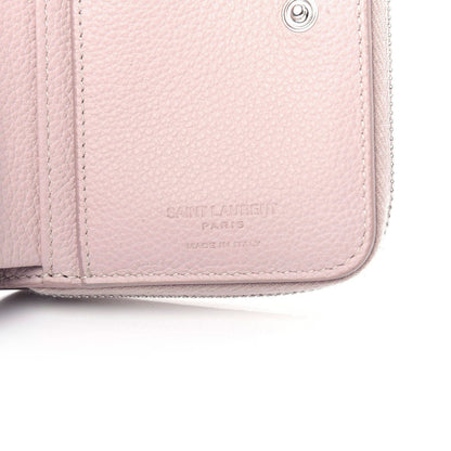 Saint Laurent Grained Calfskin Rive Gauche Compact Zip Around Wallet Pink 8 of 9