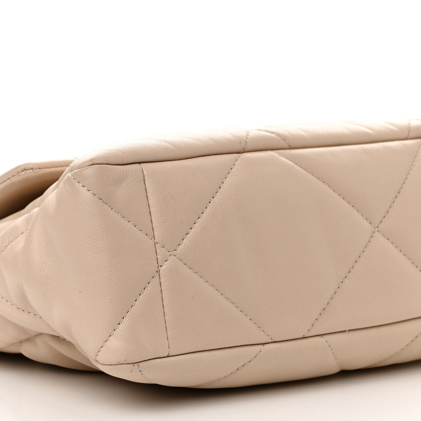 Lambskin Quilted Large Chanel 19 Flap Light Beige