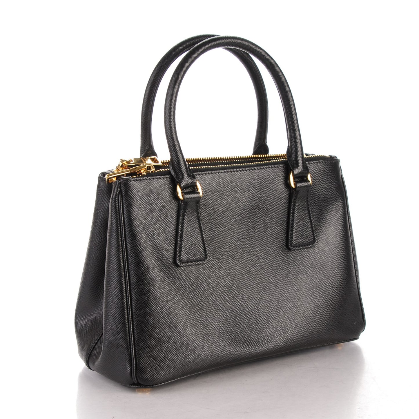 Saffiano Mini Galleria Double Zip Tote Black