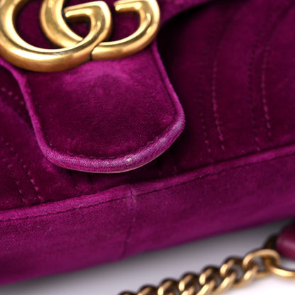 Gucci Velvet Matelasse Small GG Marmont Shoulder Bag Fuchsia Violet Cyclamen 18 of 18