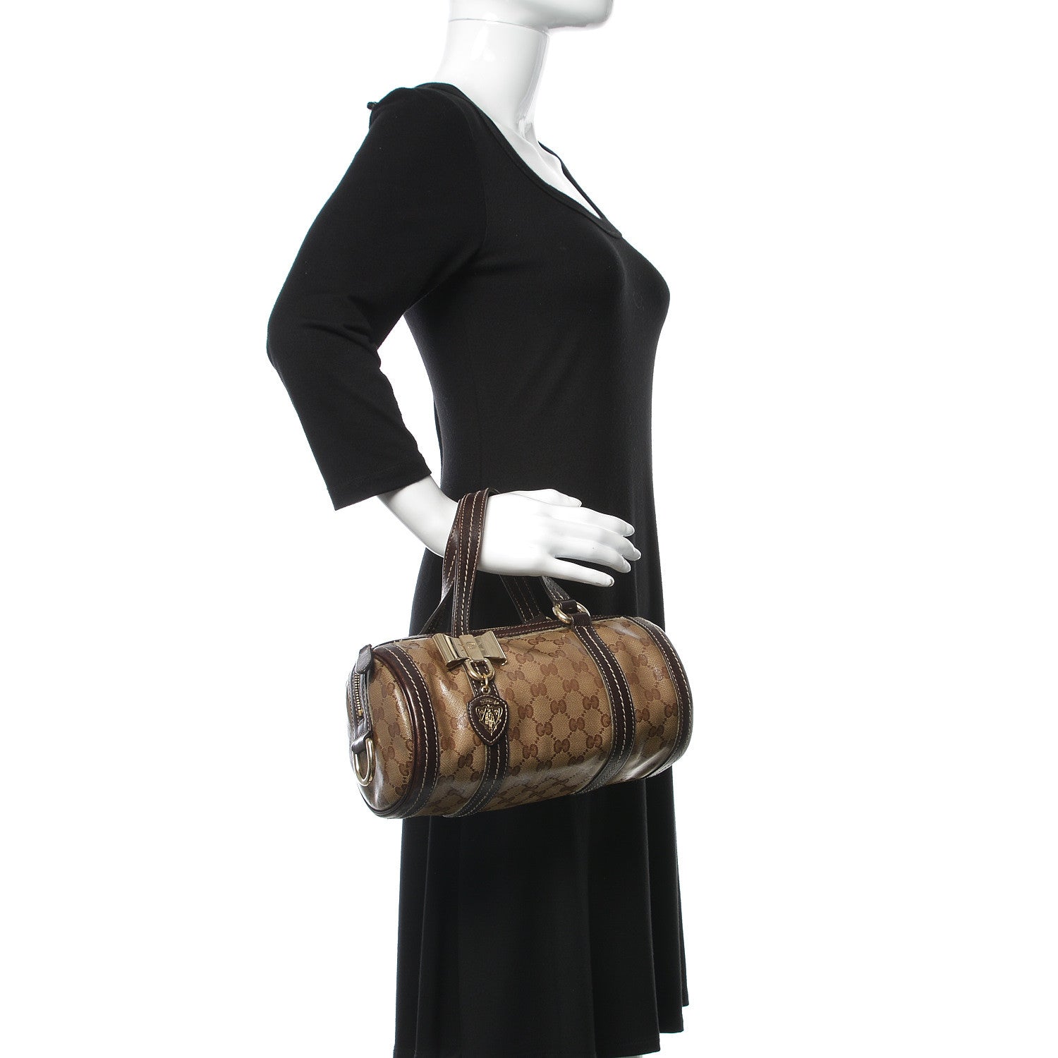 Gucci Crystal Monogram Duchessa Small Boston Bag Brown 2 of 22