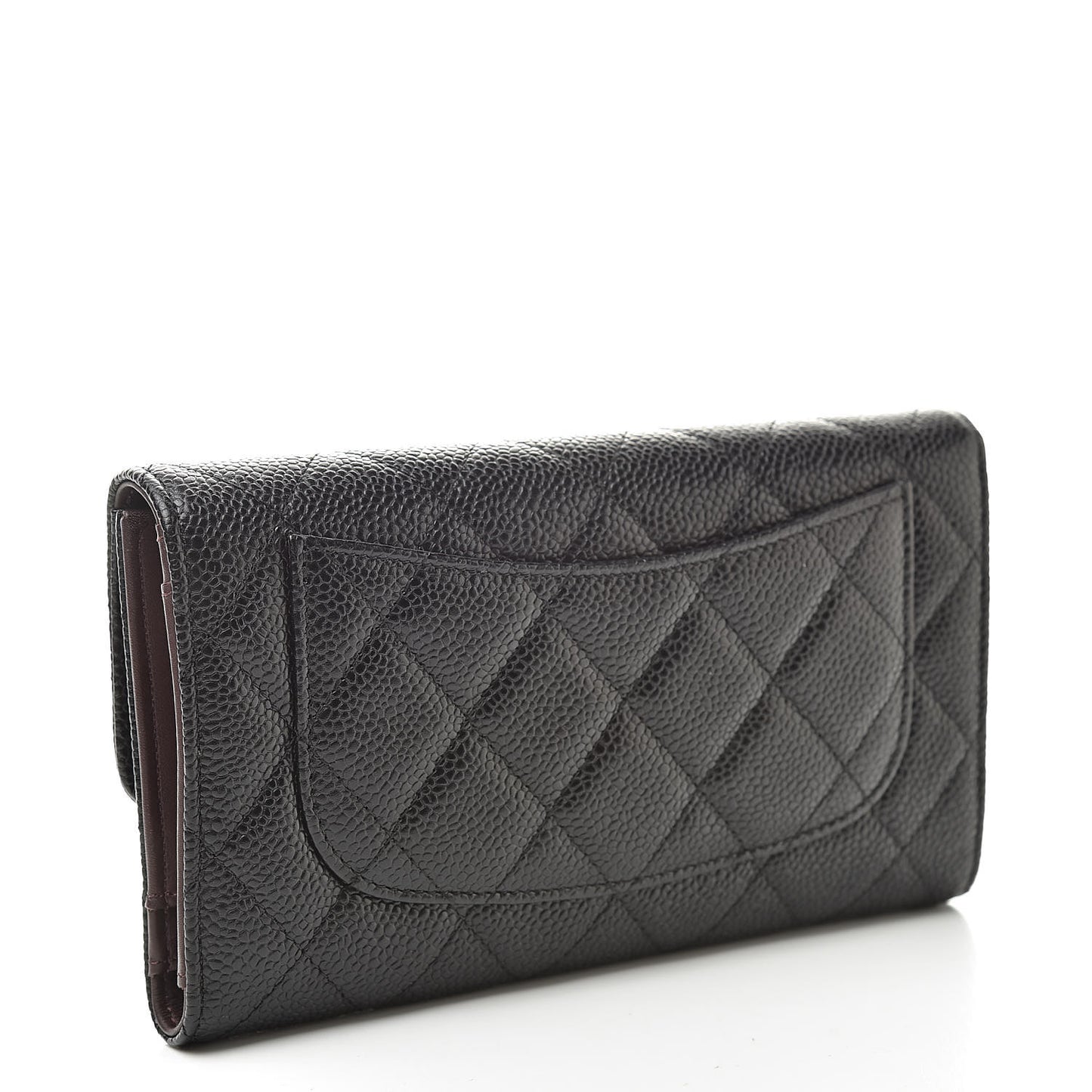 Caviar Quilted Large Flap Wallet Black