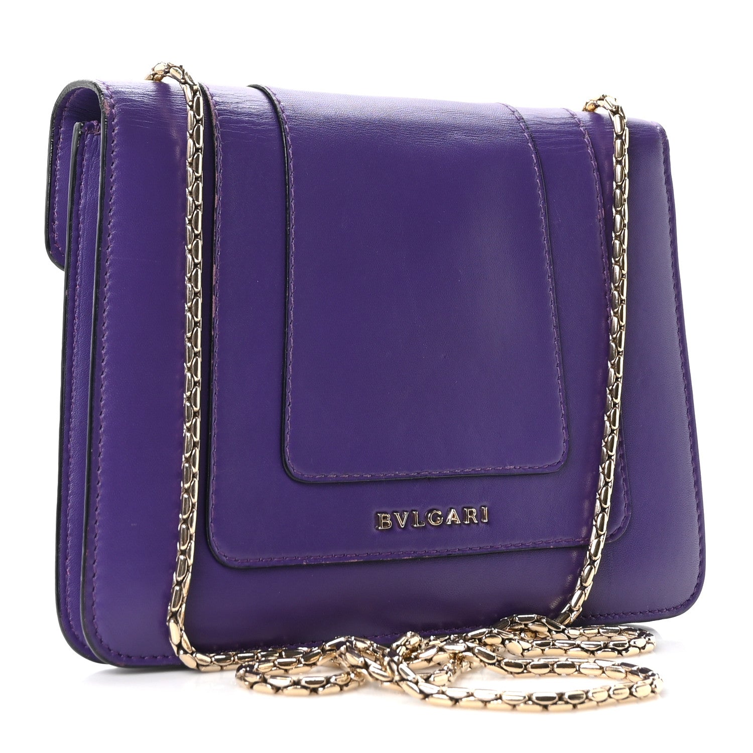 Bulgari Calfskin Small Serpenti Forever Snake Strap Crossbody Bag Amethyst 4 of 11