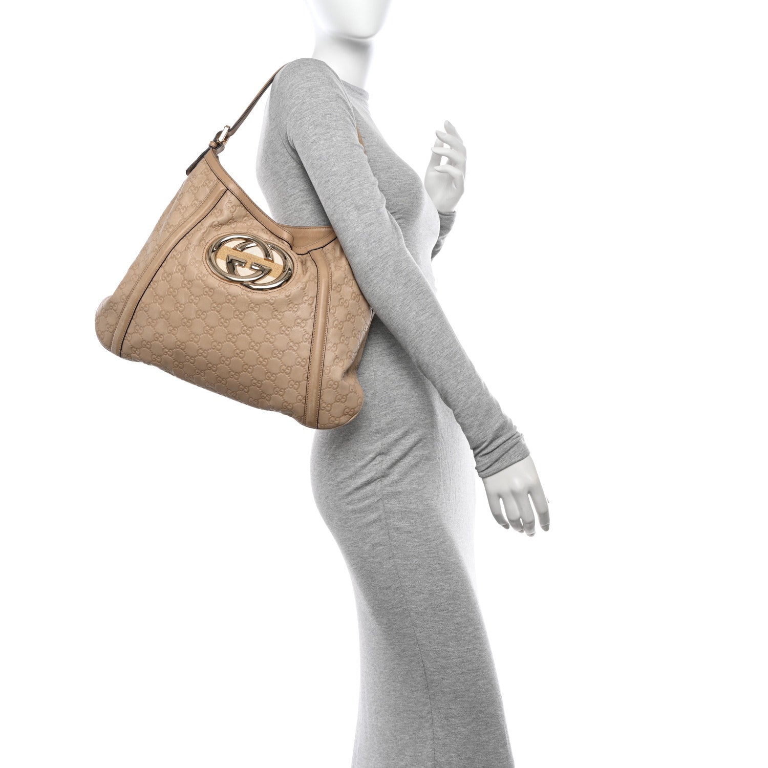 Gucci Guccissima Medium Britt Hobo Beige 2 of 19