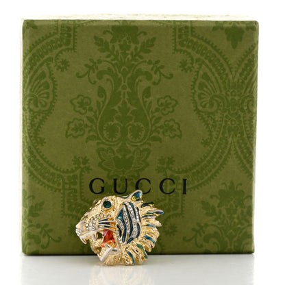 Gucci Metal Crystal Lion Head Ring S Aged Gold Multicolor 6 of 6